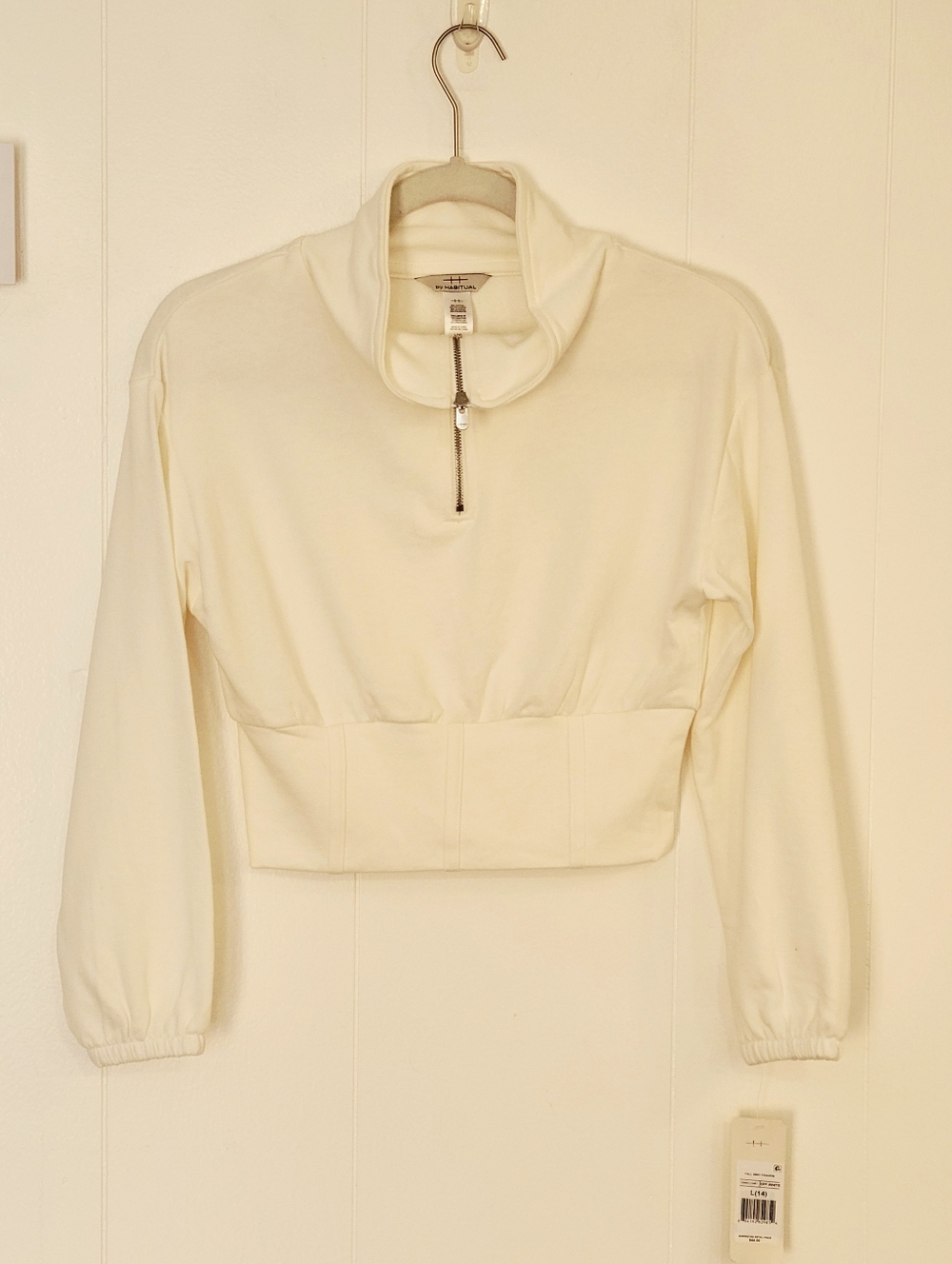 Habitual Cream Half-Zip Cropped Sweatshirt